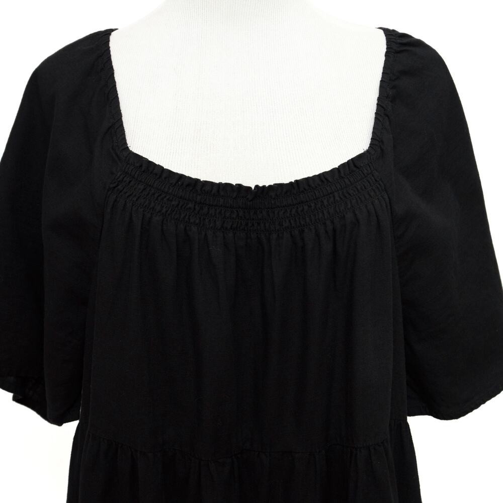 a.n.a Square-Neck Tiered Black Midi Dress With Pockets Size XL - Picture 5 of 14